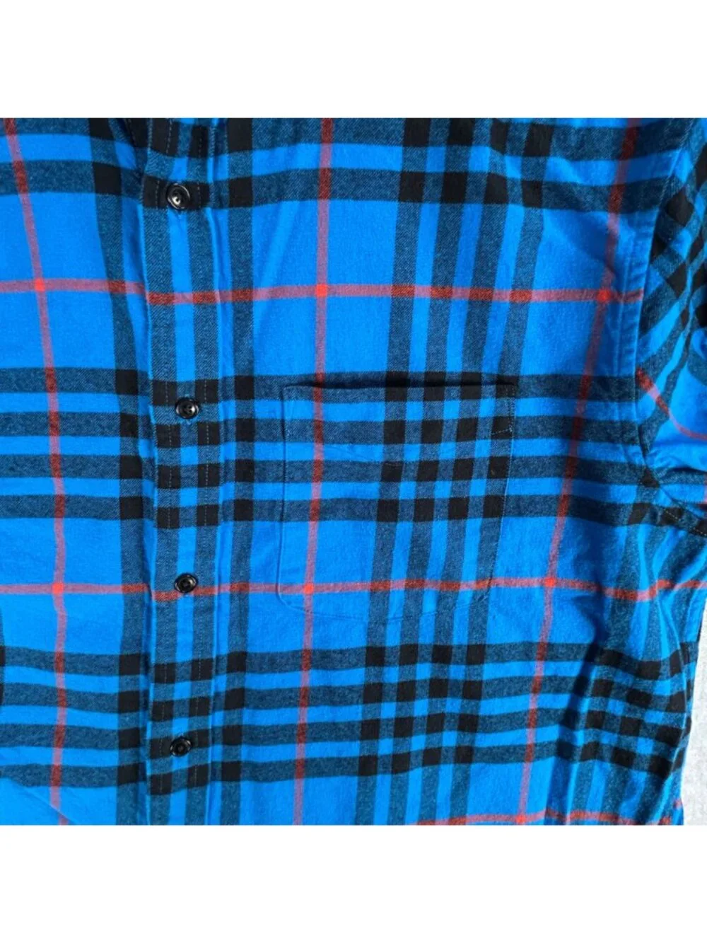 Banana Republic Blue Plaid Flannel Shirt Men's XL Untucked Classic Outdoor Work